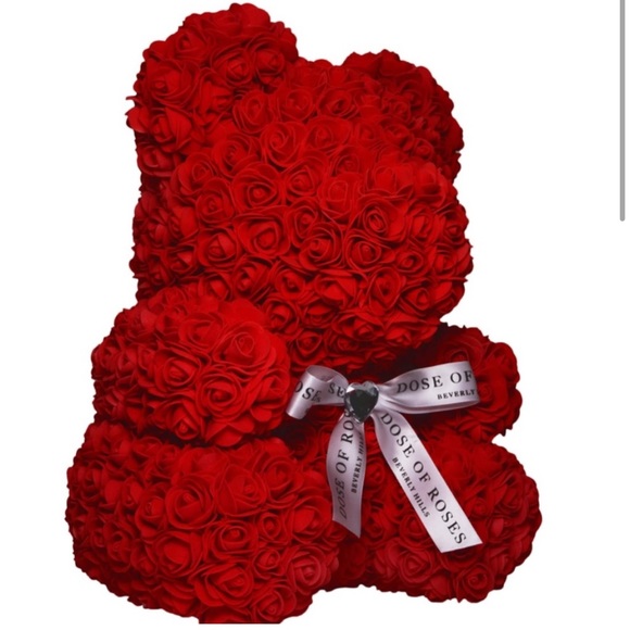 Red Flower Rose Bear - Picture 2 of 7